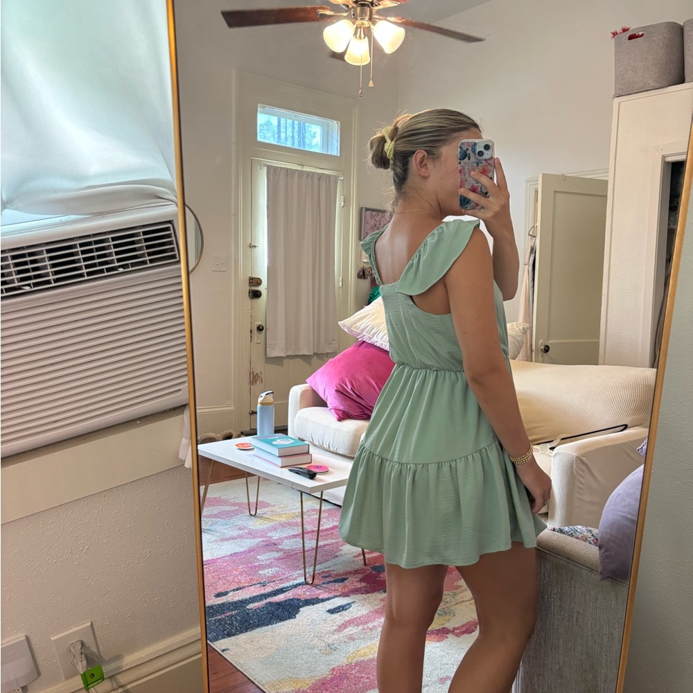 Mint Green Ruffle Dress - Picture 2 of 3